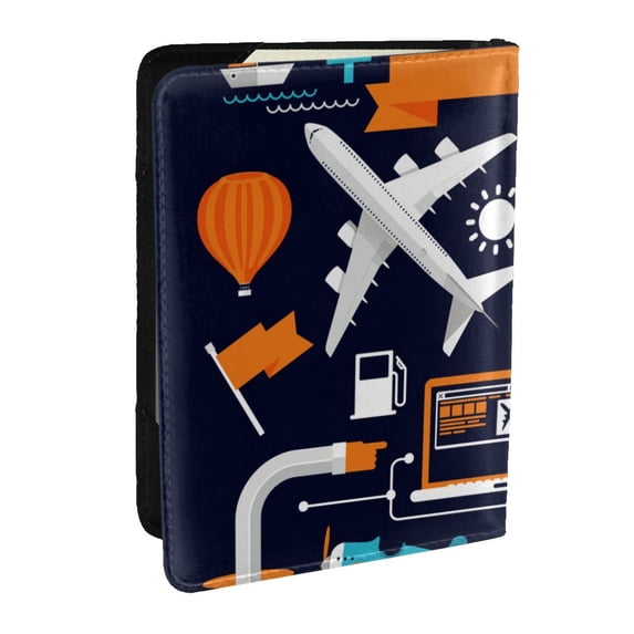 Rateoe Creative Transport Pattern Passport Holder Wallet Leather Mulit-purpose Travel Wallet Credit Cards Case ,Passport Cover for Women Men-6.5 in