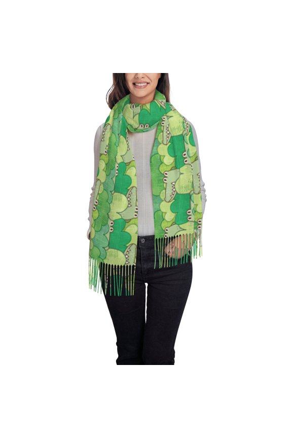Crocodile And Bush Women's Traditional Scarf Wrap Tassel Shawl Fringes Neck Head Shawl Retro Scarf