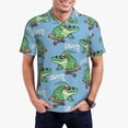 thumbnail image 1 of Rateoe Crocodile Riding Skateboard Pattern Men's Short Sleeve Polo Shirts, Golf Polo Shirts Short Sleeve Performance Moisture Wicking Dry-4X-Large, 1 of 6