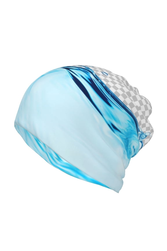 Crystal Clear Water Splash Cotton Slouchy Beanie Hat for Men/Women,Lightweight Oversize Large Thin Skull Cap Night Sleeping Cap