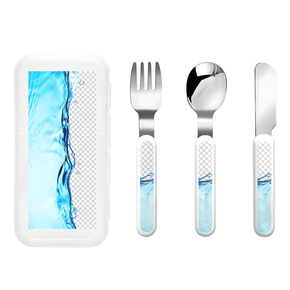 Rateoe Crystal Clear Water Splash for Stainless Steel Kids Silverware Set - Child and Toddler Safe Flatware - Children's Knife, Fork And Spoon Set