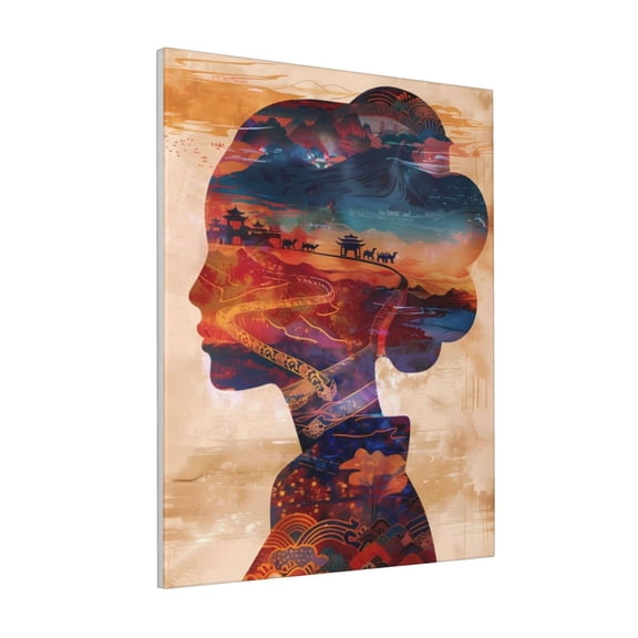 Rateoe Cultural Silhouette Journey Pattern Decorative Picture – Unique Modern Wall Art, Ready-to-Hang Canvas Print for Home (Vertical)