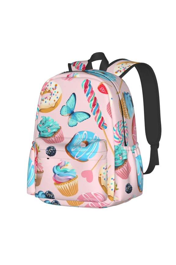 Cupcakes and Donuts Pattern Student Backpack,Backpack for School,Lightweight Bag,Travel Backpack,Outdoor Backpack,Large Capacity Backpack