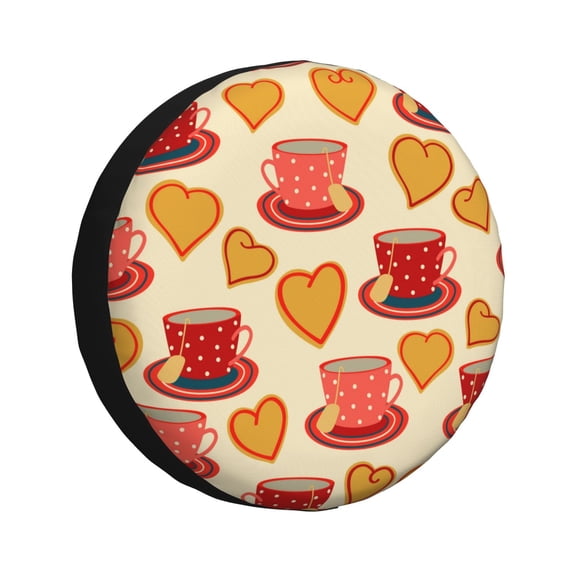 Rateoe Cups of Tea Pattern Tire Cover Wheel Protectors Weatherproof Wheel Covers Universal Fit for Trailer Rv SUV Truck Camper Travel Trailers Accessories-14 inch
