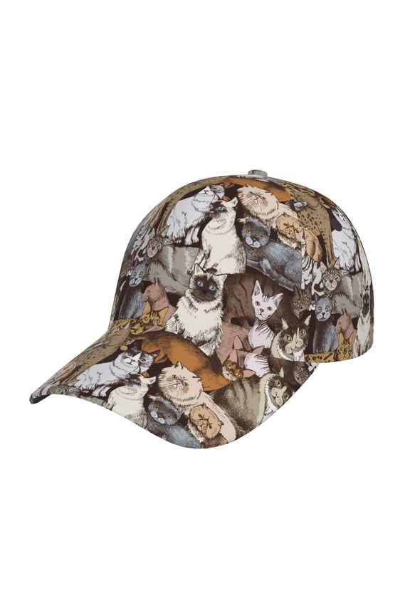 Cut Cats Pattern Mens Baseball Cap Adjustable Curved Brim Hat, Soft Cotton Sports Cap for Outdoor, Casual, and Everyday Wear, Comfortable & Breathable