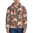 thumbnail image 1 of Rateoe Cut Pug Pattern Mens Hoodie, Pullover Hooded Sweatshirt, Kangaroo Pocket Hoodie Ideal for Daily Wear, Travel and Home-Large, 1 of 7
