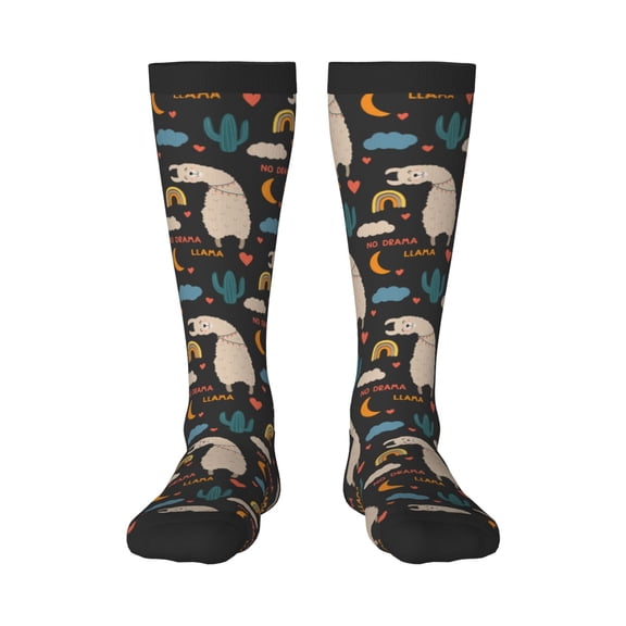 Rateoe Cute Alpaca Pattern Women’s Knee High Crew Socks,Trouser Socks Comfortable, Breathable, Moisture-Wicking and Soft