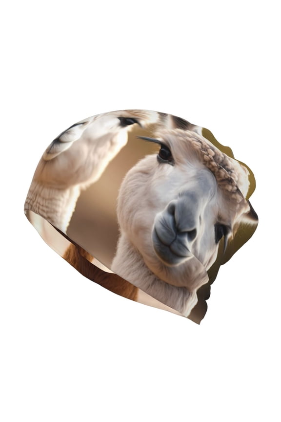 Cute Alpaca in Daze Cotton Slouchy Beanie Hat for Men/Women,Lightweight Oversize Large Thin Skull Cap Night Sleeping Cap