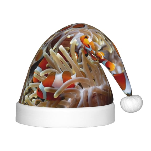 Rateoe Cute Anemone Fish Santa Hat Confortable Christmas Hat for Christmas Party Favors Fit for Kids