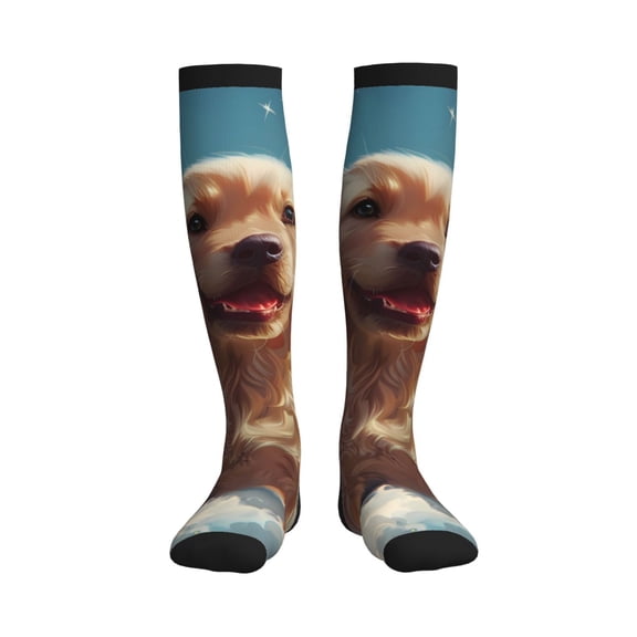 Rateoe Cute Angel Winged Dog Compression Socks for Women and Men 20-30mmHg-Circulation Support Socks Knee High Nurse Pregnant Running Medical and Travel Athletic