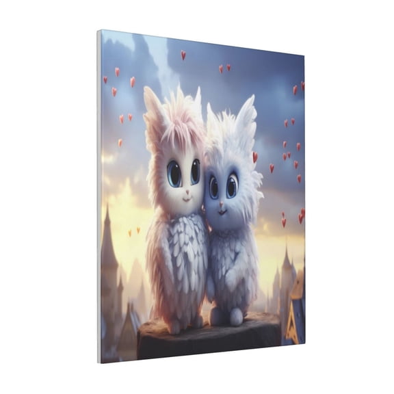 Rateoe Cute Animal Couple Pattern Decorative Picture – Unique Modern Wall Art, Ready-to-Hang Canvas Print for Home (Vertical)