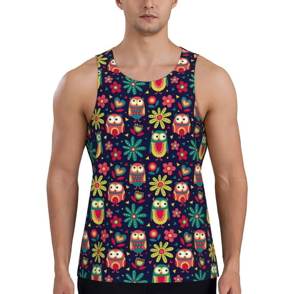 Rateoe Cute Animal Pattern Sleeveless Gym Shirt Muscle Tee Breathable Workout Shirt Slim-Fit Tank Quick Dry Fit Muscle Tank Top Bodybuilding Sleeveless T Shirt-