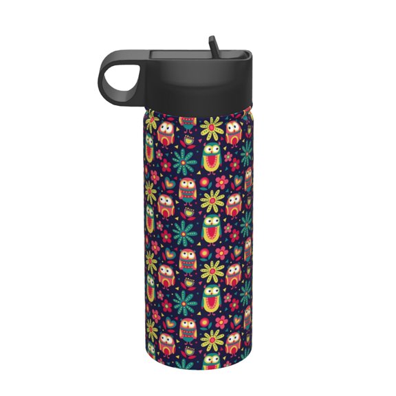 Rateoe Cute Animal Printed 18oz Sports Insulated Water Bottle, Double-Walled Stainless Steel Kettle with Leak-Proof Straw Lid, Portable & BPA-Free for Outdoor, Gym, Camping, and Travel