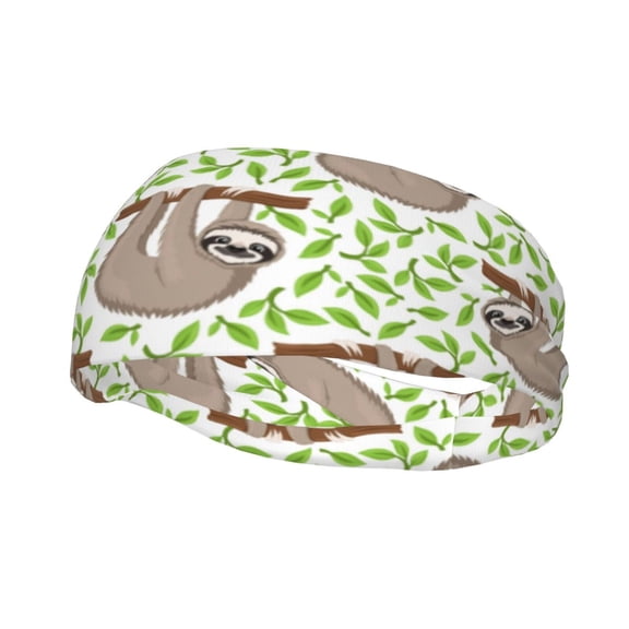 Rateoe Cute Animal Sloth On A Branch Pattern Sports Headbands ,Moisture Wicking Workout Headband, Sweatband Headbands for Running,Cycling,Yoga,Hairband for Women and Men