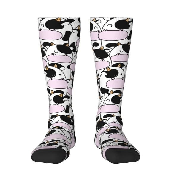 Rateoe Cute Animal with Cow Pattern Women’s Knee High Crew Socks,Trouser Socks Comfortable, Breathable, Moisture-Wicking and Soft