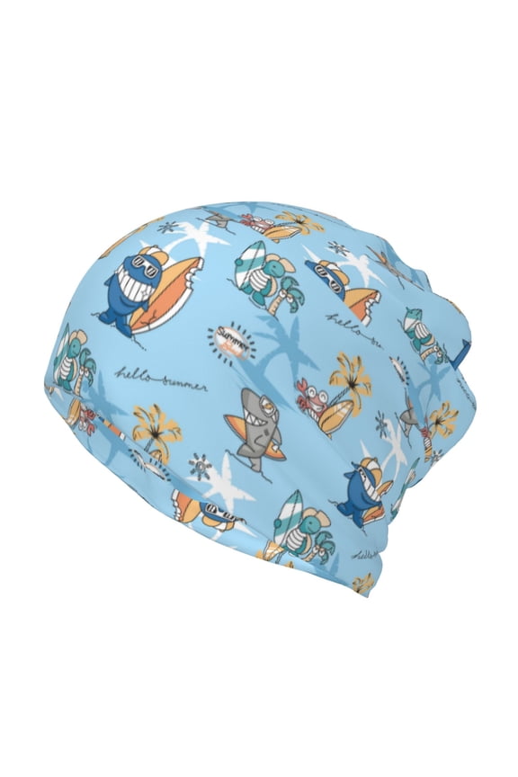 Cute Animals Surfers Cotton Slouchy Beanie Hat for Men/Women,Lightweight Oversize Large Thin Skull Cap Night Sleeping Cap