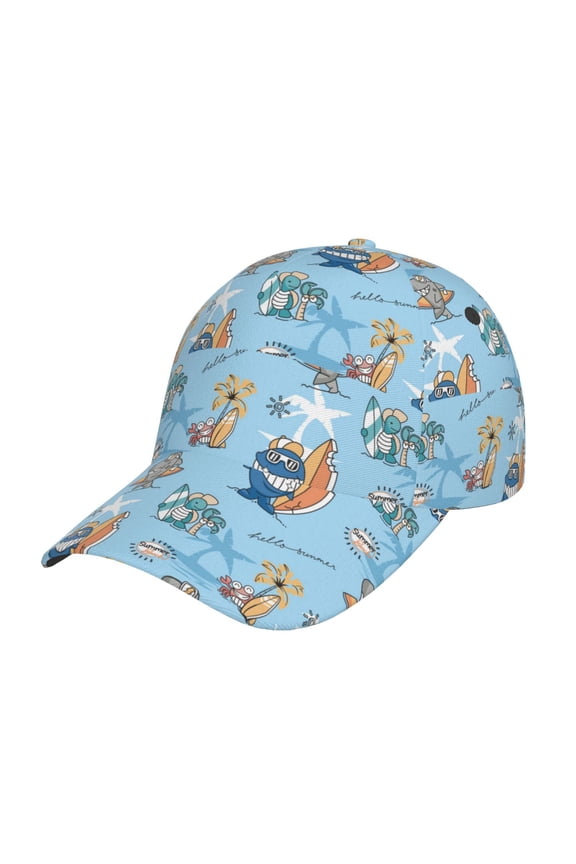 Cute Animals Surfers Pattern Mens Baseball Cap Adjustable Curved Brim Hat, Soft Cotton Sports Cap for Outdoor, Casual, and Everyday Wear, Comfortable & Breathable