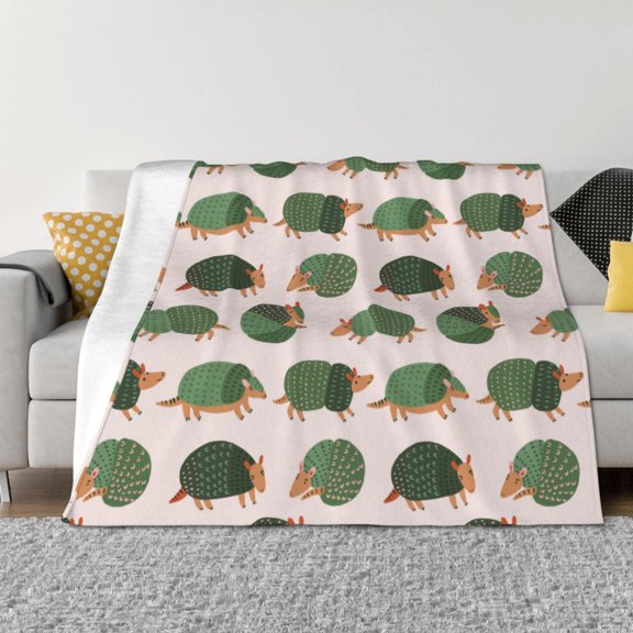Rateoe Cute Armadillo Pattern Flannel Throw Blanket, Ultra-soft Blanket for Bed, Couch, Car, Hypoallergenic Anti-pilling blanket-40"x30"(Horizontal)