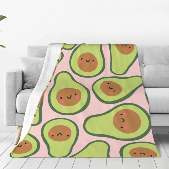 Rateoe Cute Avocado Print Fuzzy Fleece Throw Blanket Extra Large,Super Soft,Fluffy and Warm Blankets for Couch,Bed,All Season Use (60"x50")