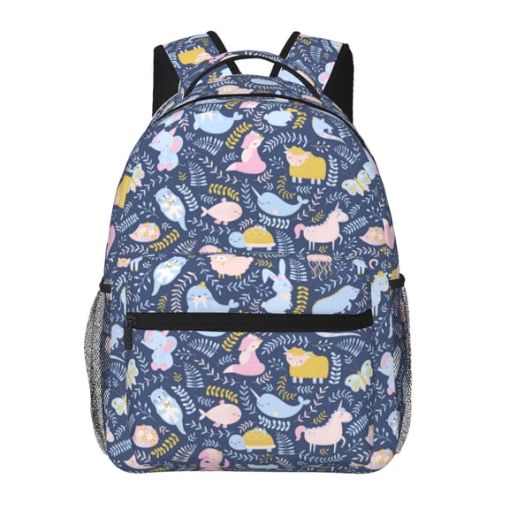 Rateoe Cute Baby Animals Pattern Casual Backpack for School, Work, Travel – Adjustable Straps, Multiple Compartments – Ergonomic Design, Fits Laptops and Tablets