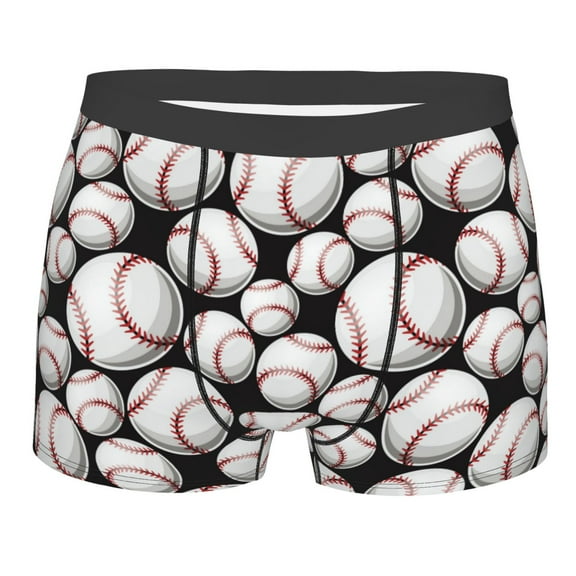 Rateoe Cute Baseball Mens Boxer Briefs Poly Spandex Performance Boxer Briefs Underwear Hem Boxer Briefs - Medium