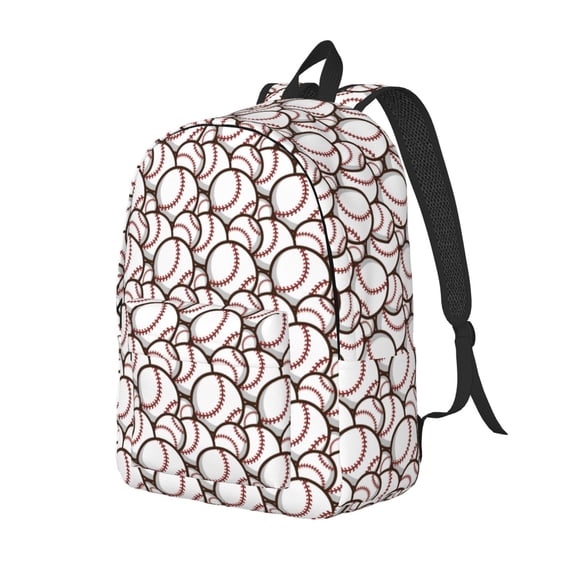 Rateoe Cute Baseball Pattern Durable Canvas Backpack for Men & Women – Stylish & Lightweight – Adjustable Straps, Multiple Pockets – Fits 15-17 Inch LaptopsMedium
