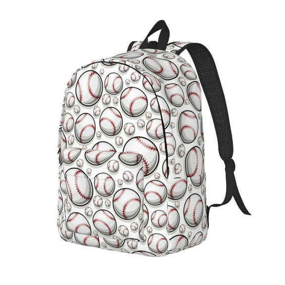 Rateoe Cute Baseball Pattern Durable Canvas Backpack for Men & Women – Stylish & Lightweight – Adjustable Straps, Multiple Pockets – Fits 15-17 Inch LaptopsMedium