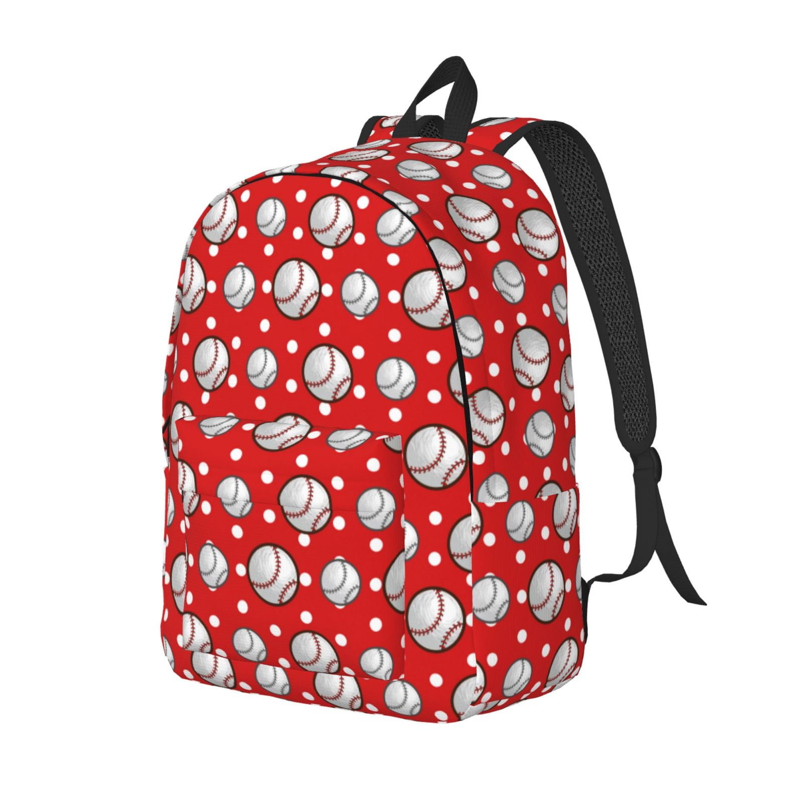 Rateoe Cute Baseball Pattern Durable Canvas Backpack for Men & Women – Stylish & Lightweight – Adjustable Straps, Multiple Pockets – Fits 15-17 Inch LaptopsSmall