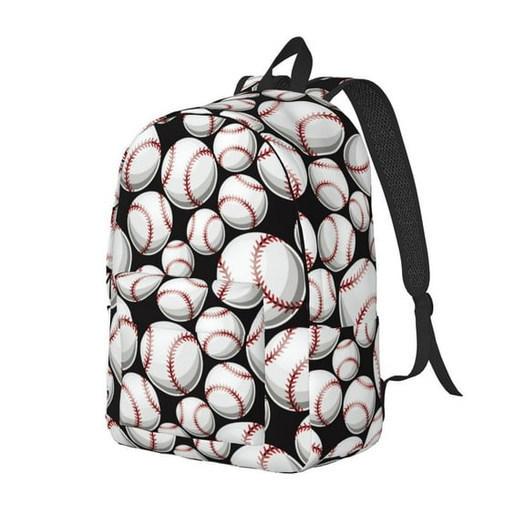 Rateoe Cute Baseball Pattern Durable Canvas Backpack for Men & Women – Stylish & Lightweight – Adjustable Straps, Multiple Pockets – Fits 15-17 Inch LaptopsSmall