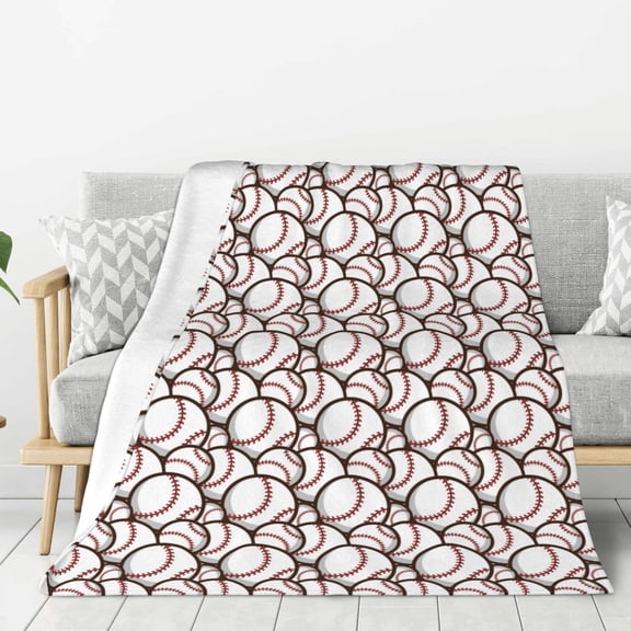 Rateoe Cute Baseball Pattern Flannel Throw Blanket, Ultra-soft Blanket for Bed, Couch, Car, Hypoallergenic Anti-pilling blanket-50"x40"(Vertical)