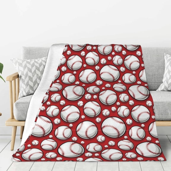 Rateoe Cute Baseball Pattern Flannel Throw Blanket, Ultra-soft Blanket for Bed, Couch, Car, Hypoallergenic Anti-pilling blanket-60"x50"(Vertical)