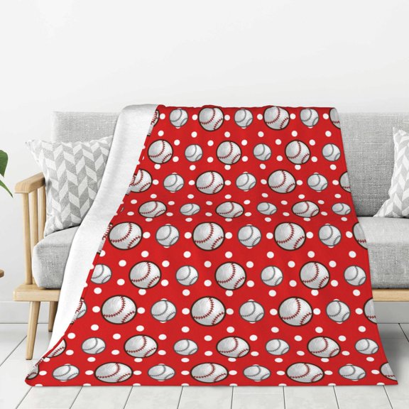 Rateoe Cute Baseball Pattern Flannel Throw Blanket, Ultra-soft Blanket for Bed, Couch, Car, Hypoallergenic Anti-pilling blanket-80"x60"(Vertical)