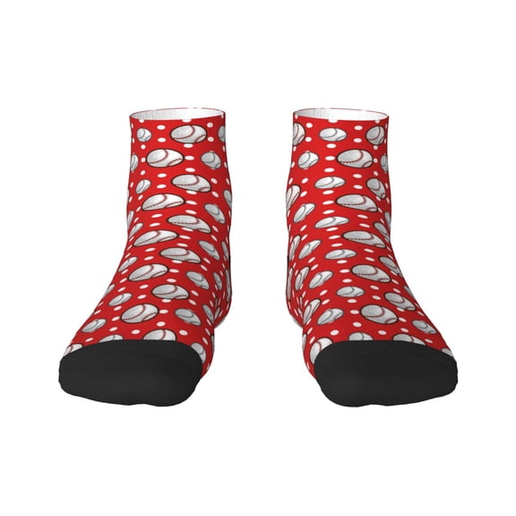 Rateoe Cute Baseball Pattern Quarter Crew Socks,Toe Seamed Ankle Socks,Cotton Cushioned Breathable Athletic Crew Sports Socks