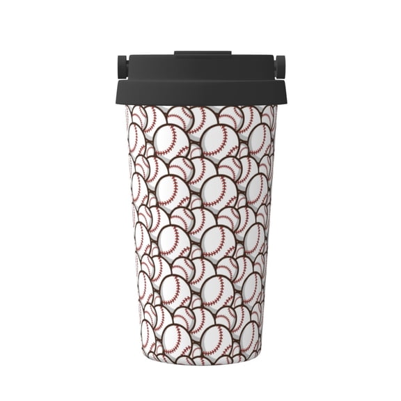 Rateoe Cute Baseball Pattern Travel Coffee Mug Tumbler with Flip Lid | Reusable Insulated Stainless Steel Cold Brew Iced Coffee Cup Thermos
