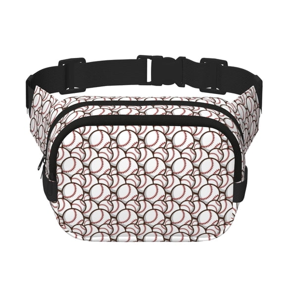 Rateoe Cute Baseball Print Fanny Pack Belt Bag for Women and Men, Square Double-Layer Waterproof Waist Pack with Adjustable Strap for Hiking, Jogging, Cycling