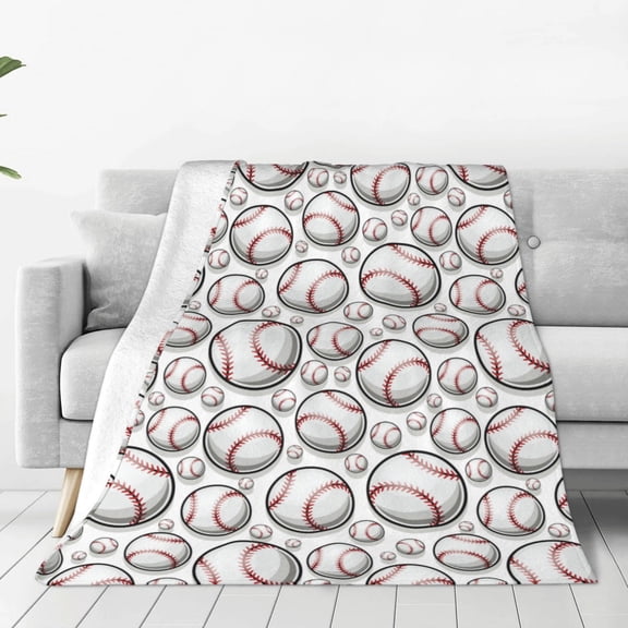 Rateoe Cute Baseball Print Fuzzy Fleece Throw Blanket Extra Large,Super Soft,Fluffy and Warm Blankets for Couch,Bed,All Season Use (60"x50")