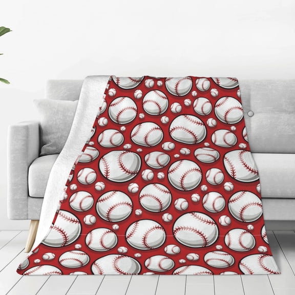 Rateoe Cute Baseball Print Fuzzy Fleece Throw Blanket Extra Large,Super Soft,Fluffy and Warm Blankets for Couch,Bed,All Season Use (60"x50")