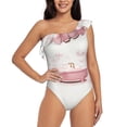thumbnail image 1 of Rateoe Cute Bathtub Pattern Women One Piece Swimsuits Tummy Control One Shoulder Bathing Suits Ruffle Swimwear-, 1 of 6