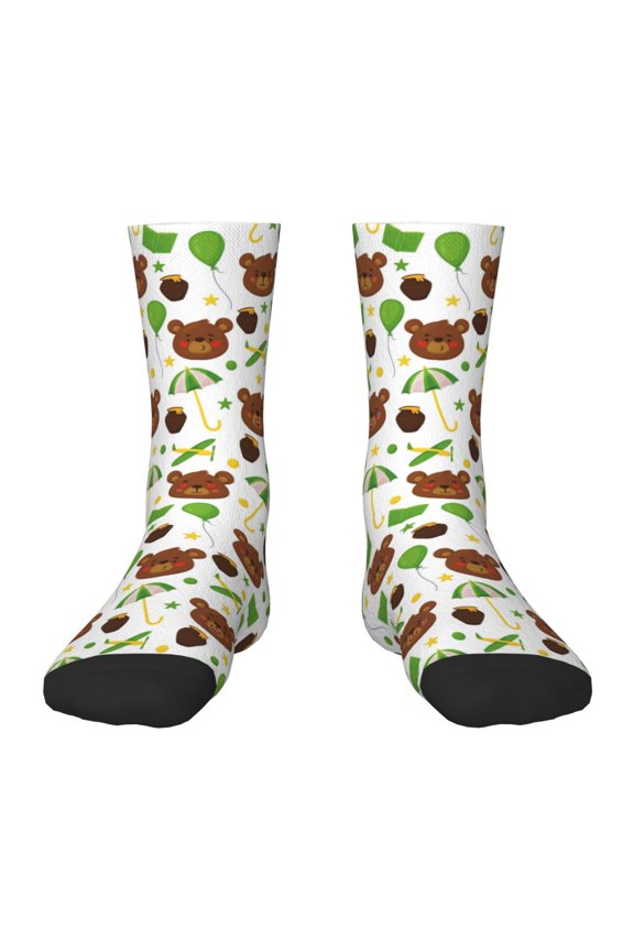 Cute Bear Pattern Children's Socks, Socks Gifts ,kids Crew Soft Cotton Socks , Moisture-Wicking, Durable, Ideal for Daily Wear & Sports