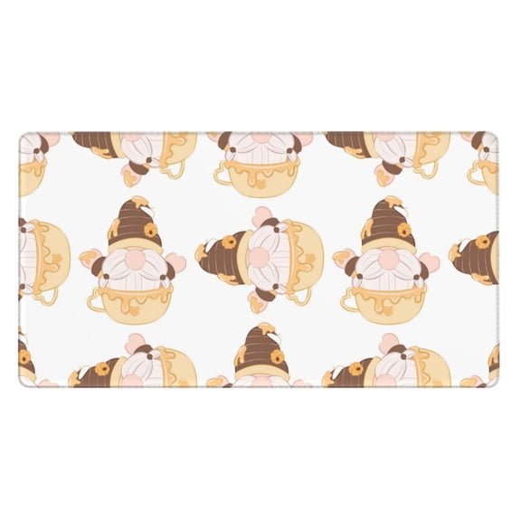 Rateoe Cute Bee Gnome Print Mouse Pad - Extended Large Gaming Mousepad,Non-Slip Stitched Edge,16x29.5 Inch