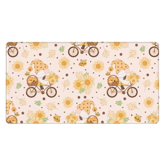 Rateoe Cute Bee Gnome Print Mouse Pad - Extended Large Gaming Mousepad,Non-Slip Stitched Edge,16x29.5 Inch