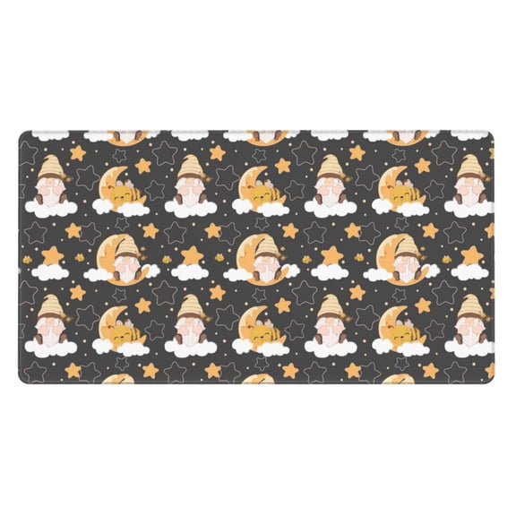 Rateoe Cute Bee Gnome Print Mouse Pad - Extended Large Gaming Mousepad,Non-Slip Stitched Edge,16x29.5 Inch