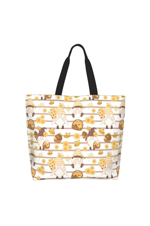 Cute Bee Gnome2 Tote Bag - Waterproof Lightweight Handbags Travel Shoulder Bag for Hiking Yoga Gym Swimming Travel Beach