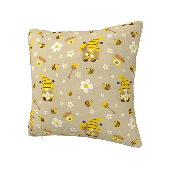 Rateoe Cute Bee Gnomes Pattern Throw Pillow Cover Premium Pillow Stuffer Sham Square for Decorative Cushion Bed Couch Sofa(Pillow insert not included)