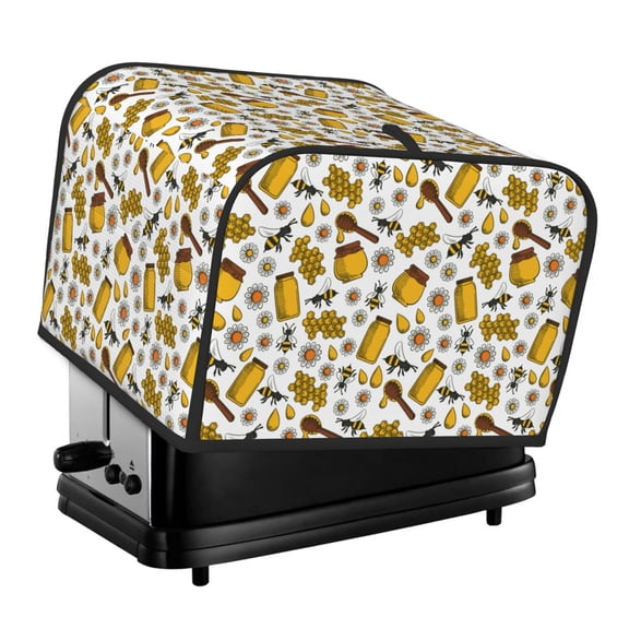 Rateoe Cute Bee Pattern Toaster Covers 4 Slice Wide Slot,Bread Machine Cover,Bread Dust Cover & Fingerprint Protection,Appliance Covers