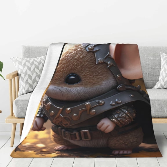 Rateoe Cute Big-Eared Mouse Pattern Flannel Throw Blanket, Ultra-soft Blanket for Bed, Couch, Car, Hypoallergenic Anti-pilling blanket-40"x30"(Vertical)