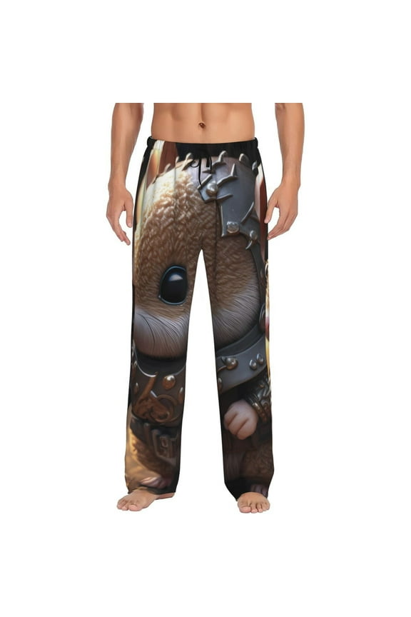 Cute Big-Eared Mouse Pattern Men’s Ultra-Soft Comfy Pajama Lounge Pants Sleepwear,Comfortable Lounge Wear,lightweight Pajamas, Casual Home Wear-Large