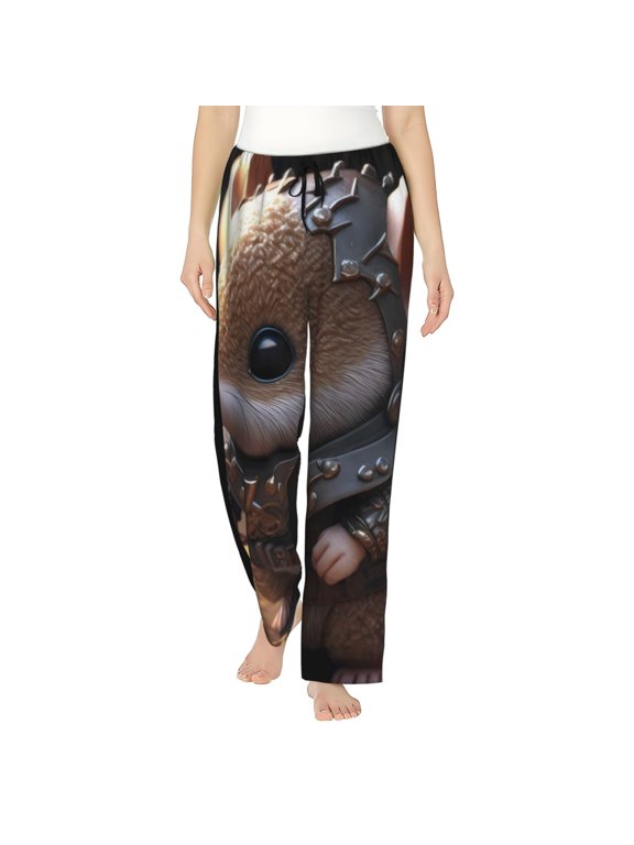 Cute Big-Eared Mouse Pattern Women’s Ultra-Soft Comfy Pajama Lounge Pants Sleepwear,Comfortable Lounge Wear,lightweight Pajamas, Casual Home Wear-Large