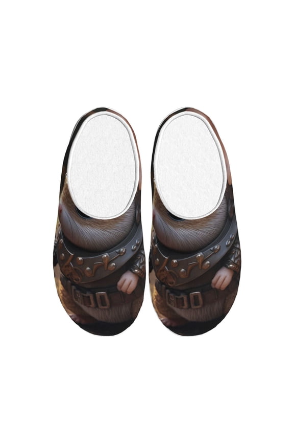 Cute Big-Eared Mouse Print Women's Men's Cotton Knit Slippers Lightweight Memory Foam Indoor House Shoes with Anti-Skid Sole-37/38