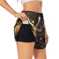 thumbnail image 1 of Rateoe Cute Big-Eared Mouse Printed 2 in 1 Women's Workout Shorts for Athletic Gym Running Shorts with Phone Pockets-Small, 1 of 7